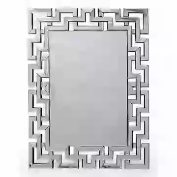 Large Rectangular Grecian Key Venetian Wall Mirror